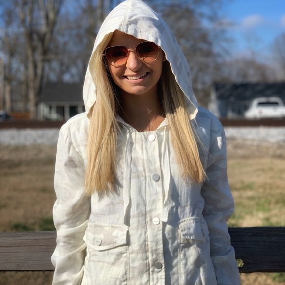 🔥SANCTUARY🔥HOODED WHITE LINEN CAMO JACKET SMALL NWT - Picture 5 of 10